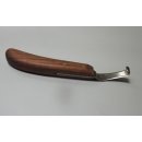 Hufmesser Tom Hall abgesetzte Klinge, links mit Holzheft